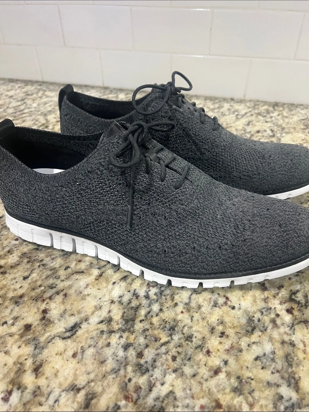 Men's Black Knit Sneakers with White Sole